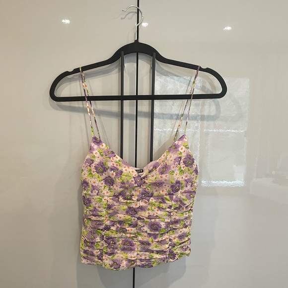 Zara Floral Ruched Tank - Picture 2 of 4